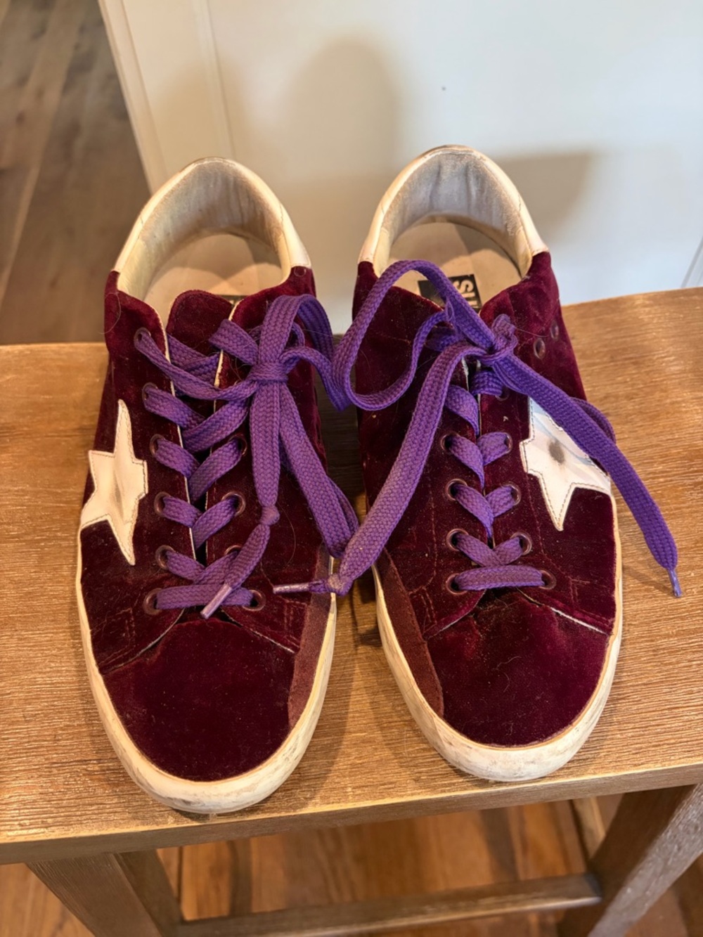 Golden Goose Burgundy Velvet Sneakers 37 6.5 - Picture 2 of 13